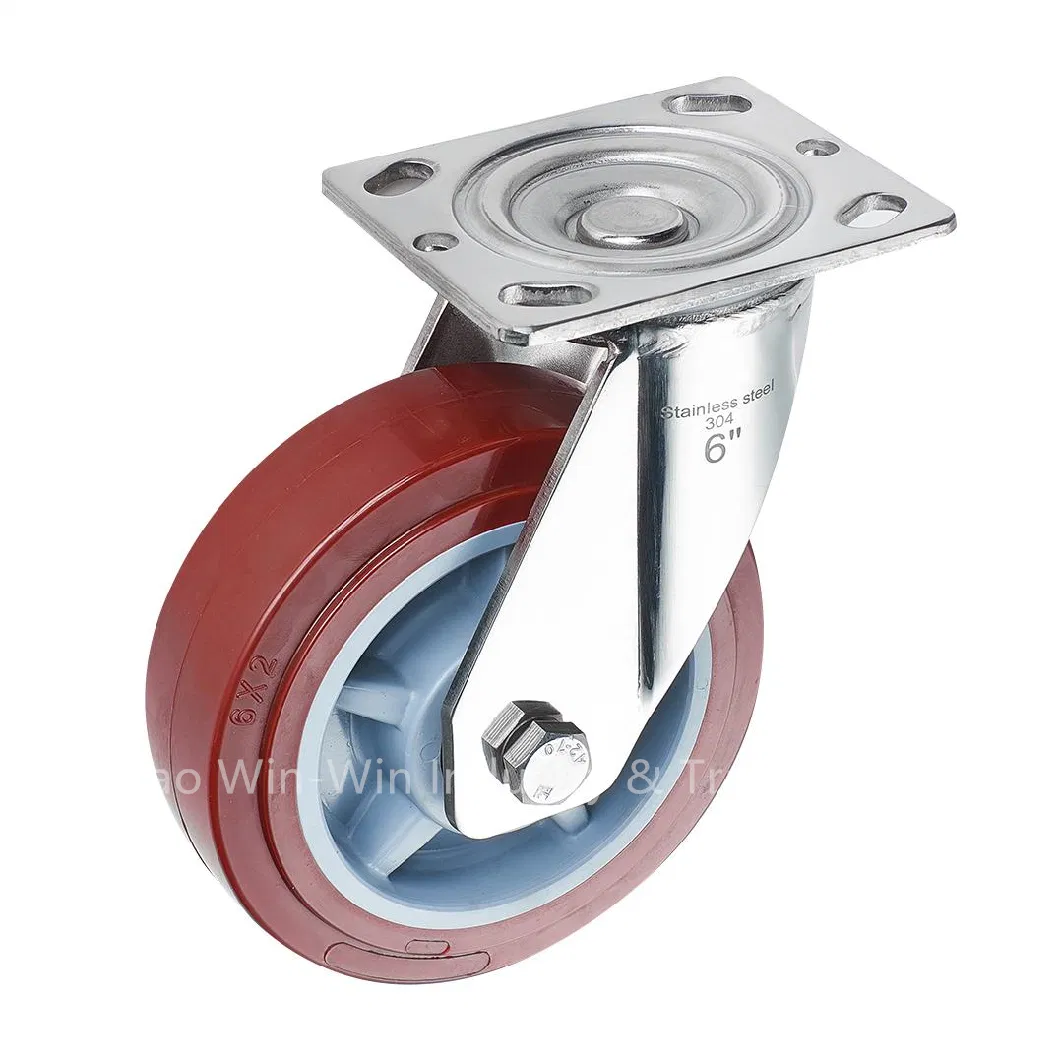 Stainless Steel Caster Heavy Duty PU Wheel for Industrial Cart Truck Trolley